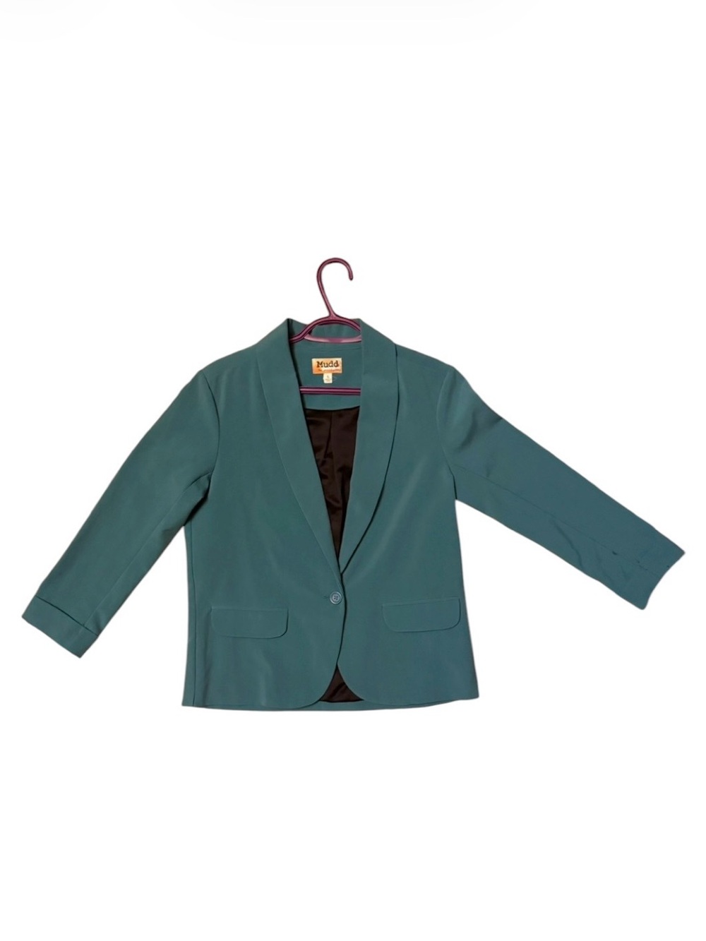 Mudd Teal Green Blue Three Quarter Sleeve one Button Blazer